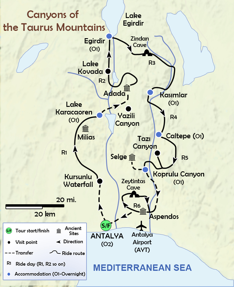 Canyons Of The Taurus Mountains Canyons Of Taurus Mountains Bike Tour Fully Guided Map